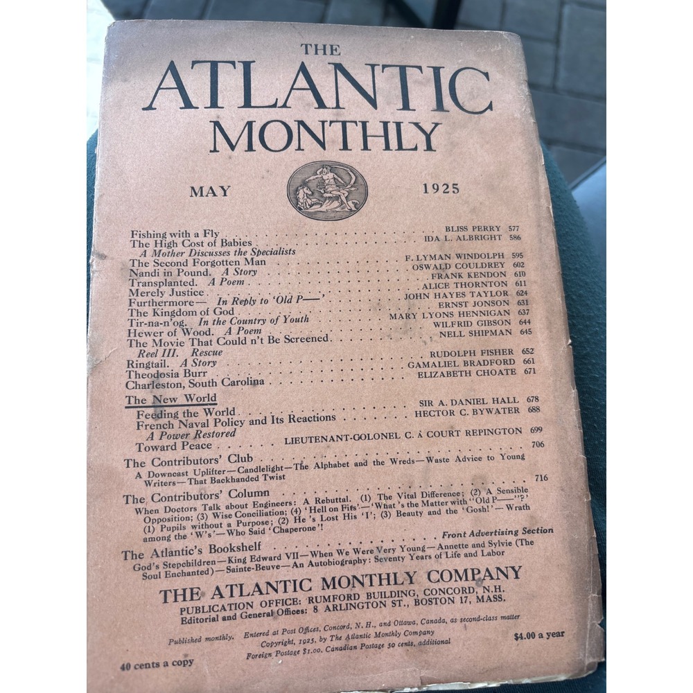 Atlantic Monthly May 1925 Rudolph Fisher Ringtail Harlem Renaissance Antique